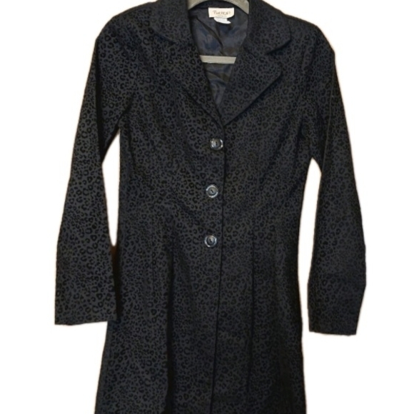 Vintage Portrait Brand Black Cheetah Print Lightweight Button Up Jacket Sz Small